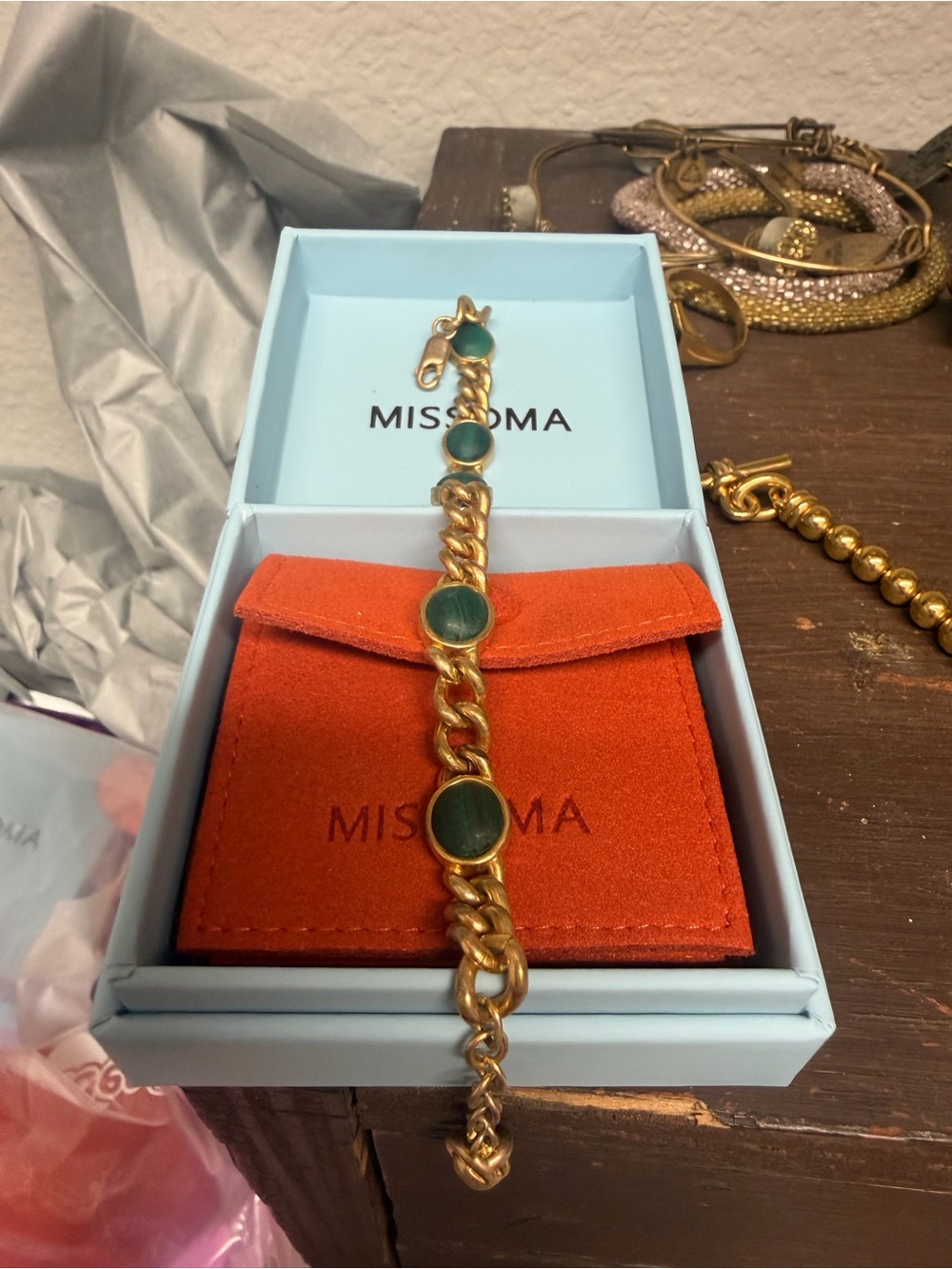 Missoma Gold plated Malachite Bracelet
